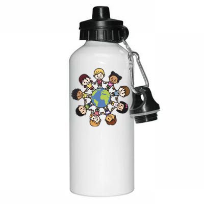 Happy Earth Day Children Around The World Aluminum Water Bottle