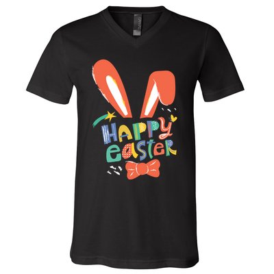 Happy Easter Bow  V-Neck T-Shirt