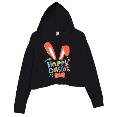 Happy Easter Bow  Crop Fleece Hoodie