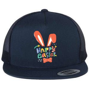 Happy Easter Bow  Flat Bill Trucker Hat