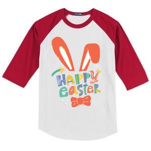 Happy Easter Bow  Kids Colorblock Raglan Jersey