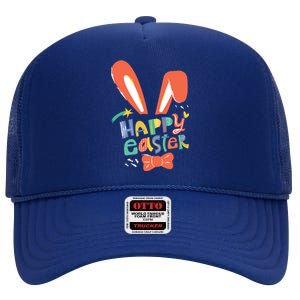 Happy Easter Bow  High Crown Mesh Back Trucker Hat