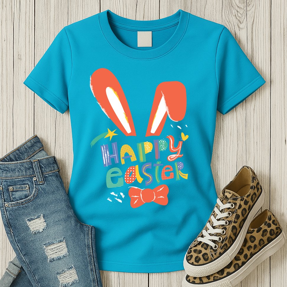 Happy Easter Bow  Womens T-Shirt