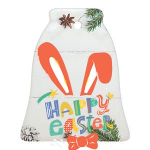 Happy Easter Bow  Ceramic Bell Ornament