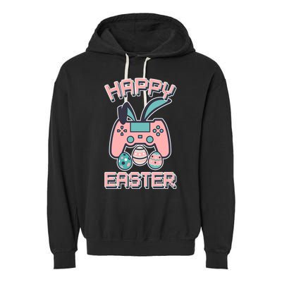 Happy Easter Bunny Game Controller Garment-Dyed Fleece Hoodie