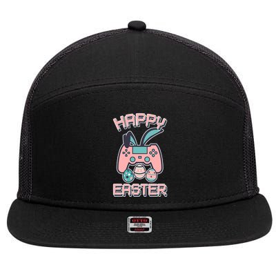 Happy Easter Bunny Game Controller 7 Panel Mesh Trucker Snapback Hat