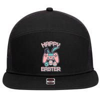 Happy Easter Bunny Game Controller 7 Panel Mesh Trucker Snapback Hat