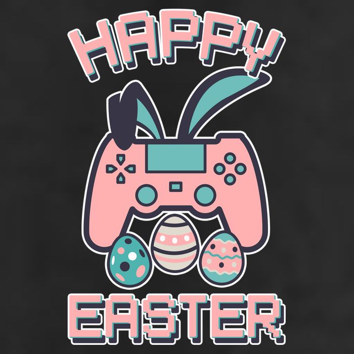 Happy Easter Bunny Game Controller 7 Panel Mesh Trucker Snapback Hat