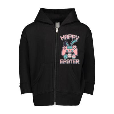 Happy Easter Bunny Game Controller Toddler Zip Fleece Hoodie