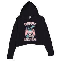 Happy Easter Bunny Game Controller Crop Fleece Hoodie