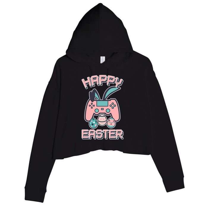Happy Easter Bunny Game Controller Crop Fleece Hoodie