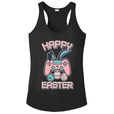 Happy Easter Bunny Game Controller Ladies PosiCharge Competitor Racerback Tank