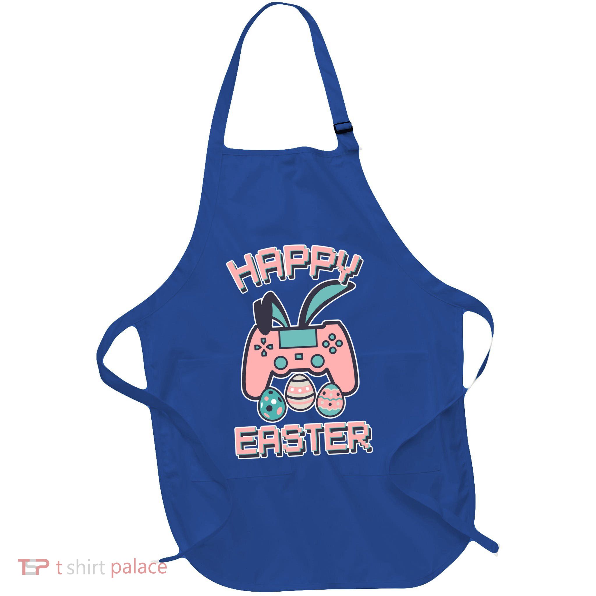 Happy Easter Bunny Game Controller Full-Length Apron With Pockets