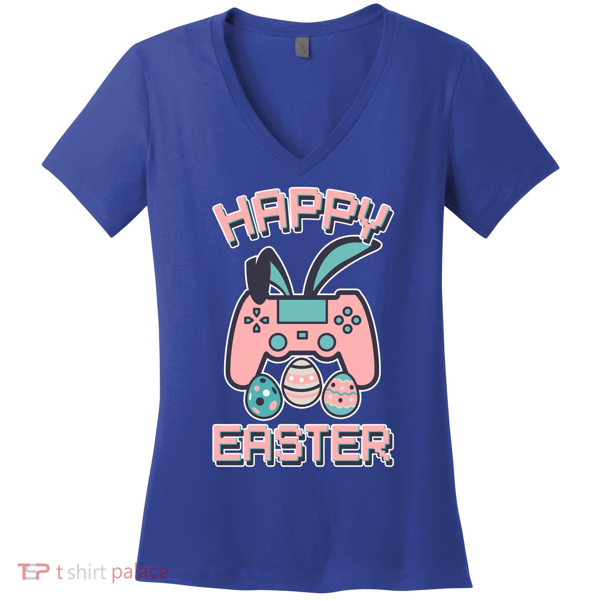 Happy Easter Bunny Game Controller Women's V-Neck T-Shirt