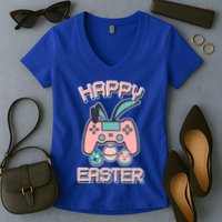 Happy Easter Bunny Game Controller Women's V-Neck T-Shirt