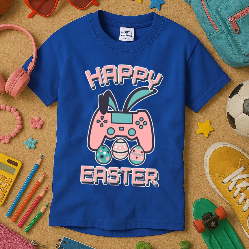 Happy Easter Bunny Game Controller Kids T-Shirt