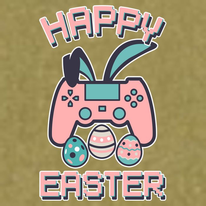Happy Easter Bunny Game Controller Garment-Dyed Women's Muscle Tee