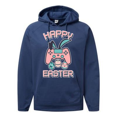 Happy Easter Bunny Game Controller Performance Fleece Hoodie