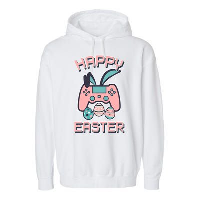 Happy Easter Bunny Game Controller Garment-Dyed Fleece Hoodie