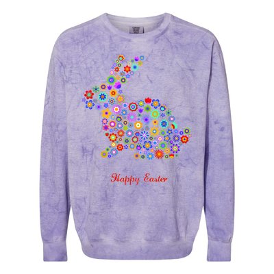 Happy Easter Bunny Rabbit Flowers Logo Colorblast Crewneck Sweatshirt