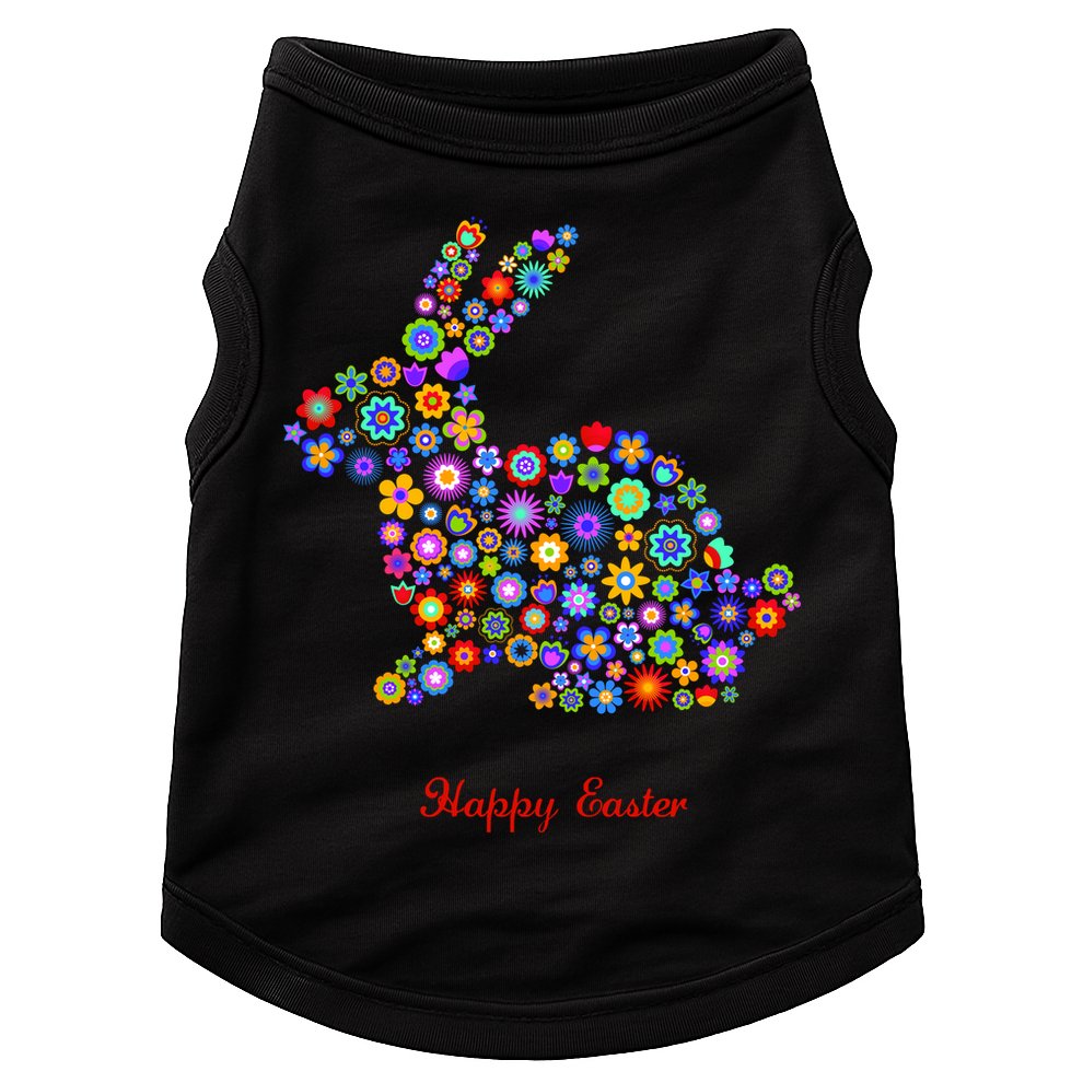 Happy Easter Bunny Rabbit Flowers Logo Doggie Tank