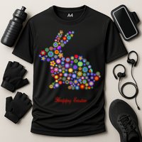 Happy Easter Bunny Rabbit Flowers Logo Cooling Performance Crew T-Shirt