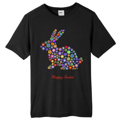 Happy Easter Bunny Rabbit Flowers Logo Tall Fusion ChromaSoft Performance T-Shirt