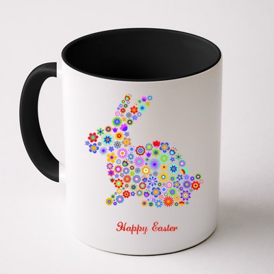 Happy Easter Bunny Rabbit Flowers Logo Mug