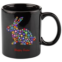 Happy Easter Bunny Rabbit Flowers Logo 11oz C Handle Ceramic Mug