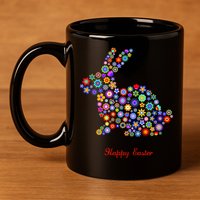Happy Easter Bunny Rabbit Flowers Logo 11oz C Handle Ceramic Mug