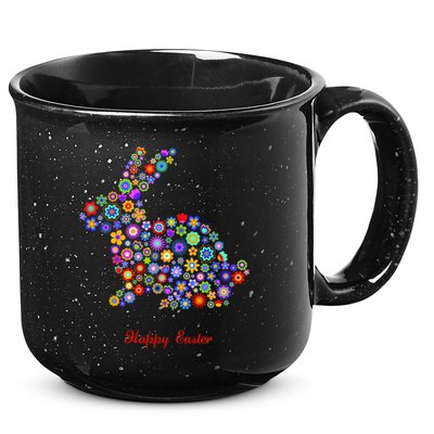 Happy Easter Bunny Rabbit Flowers Logo 15oz Campfire Ceramic Mug