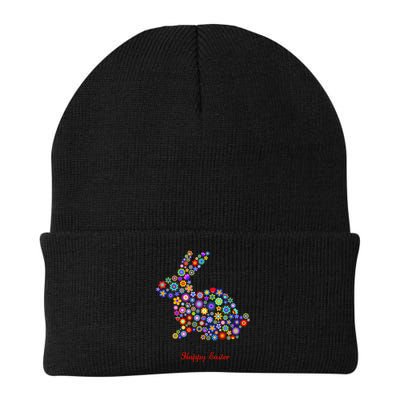 Happy Easter Bunny Rabbit Flowers Logo Beanie