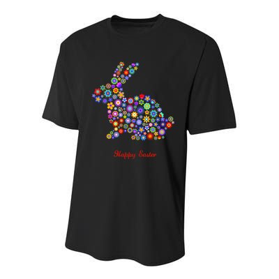 Happy Easter Bunny Rabbit Flowers Logo Youth Performance Sprint T-Shirt
