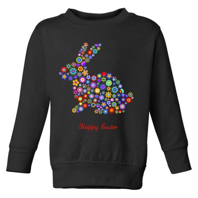 Happy Easter Bunny Rabbit Flowers Logo Toddler Sweatshirt