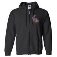 Happy Easter Bunny Rabbit Flowers Logo Full Zip Hoodie