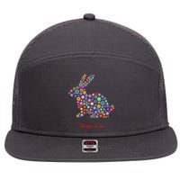 Happy Easter Bunny Rabbit Flowers Logo 7 Panel Mesh Trucker Snapback Hat