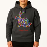 Happy Easter Bunny Rabbit Flowers Logo Hoodie