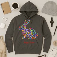 Happy Easter Bunny Rabbit Flowers Logo Hoodie
