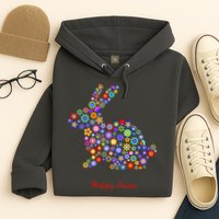 Happy Easter Bunny Rabbit Flowers Logo Hoodie