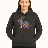 Happy Easter Bunny Rabbit Flowers Logo Hoodie