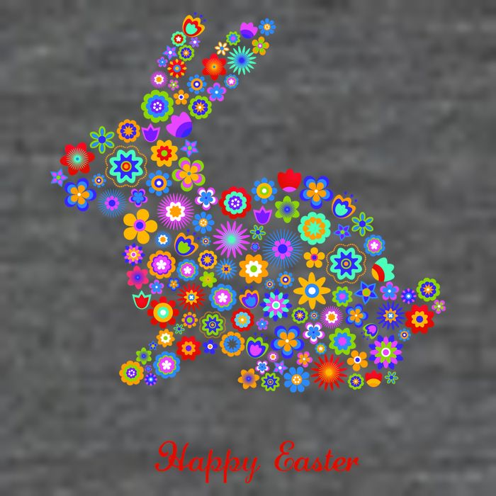 Happy Easter Bunny Rabbit Flowers Logo Hoodie