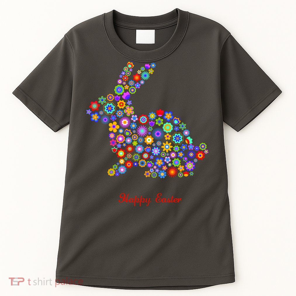 Happy Easter Bunny Rabbit Flowers Logo Tall T-Shirt