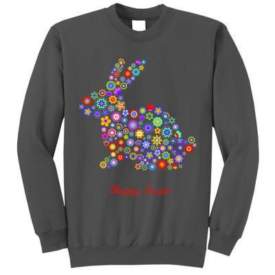 Happy Easter Bunny Rabbit Flowers Logo Tall Sweatshirt