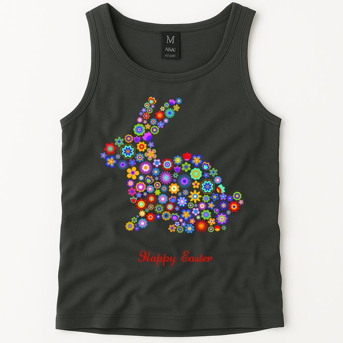 Happy Easter Bunny Rabbit Flowers Logo Tank Top