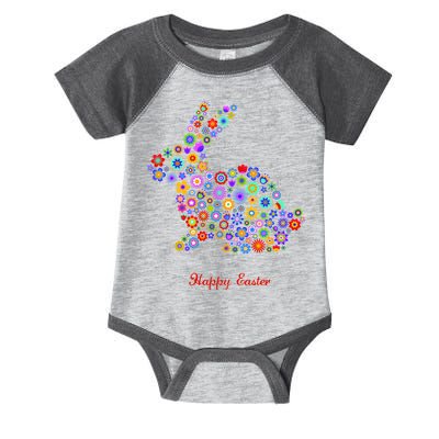 Happy Easter Bunny Rabbit Flowers Logo Infant Baby Jersey Bodysuit