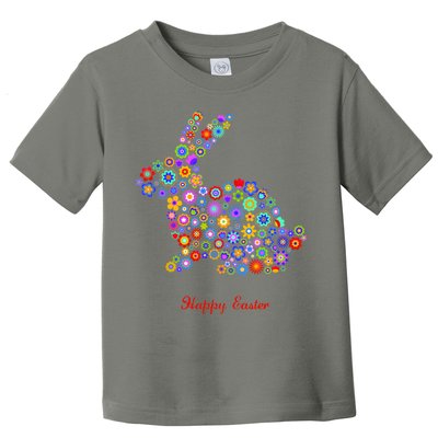 Happy Easter Bunny Rabbit Flowers Logo Toddler T-Shirt