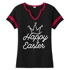 Happy Easter Crown Ladies Halftime Notch Neck Tee