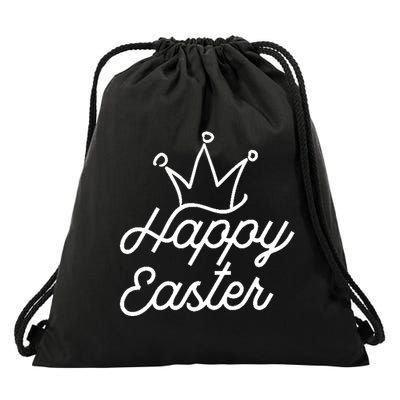 Happy Easter Crown Drawstring Bag