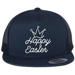 Happy Easter Crown Flat Bill Trucker Hat