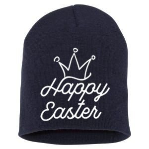 Happy Easter Crown Short Acrylic Beanie